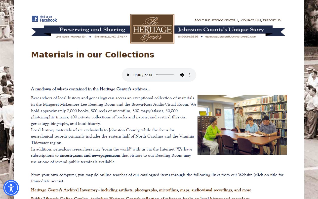 Johnston County people search Heritage Center collections