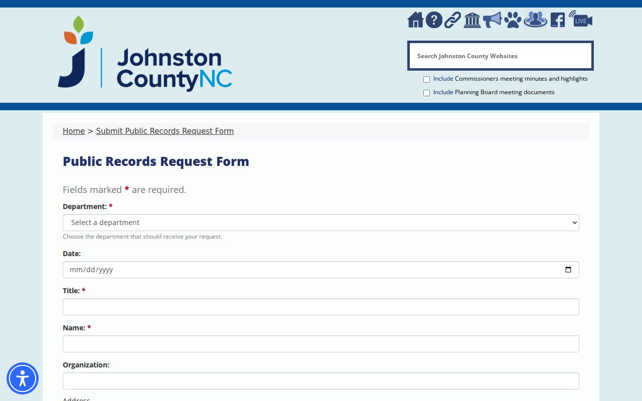 Johnston County public records request form